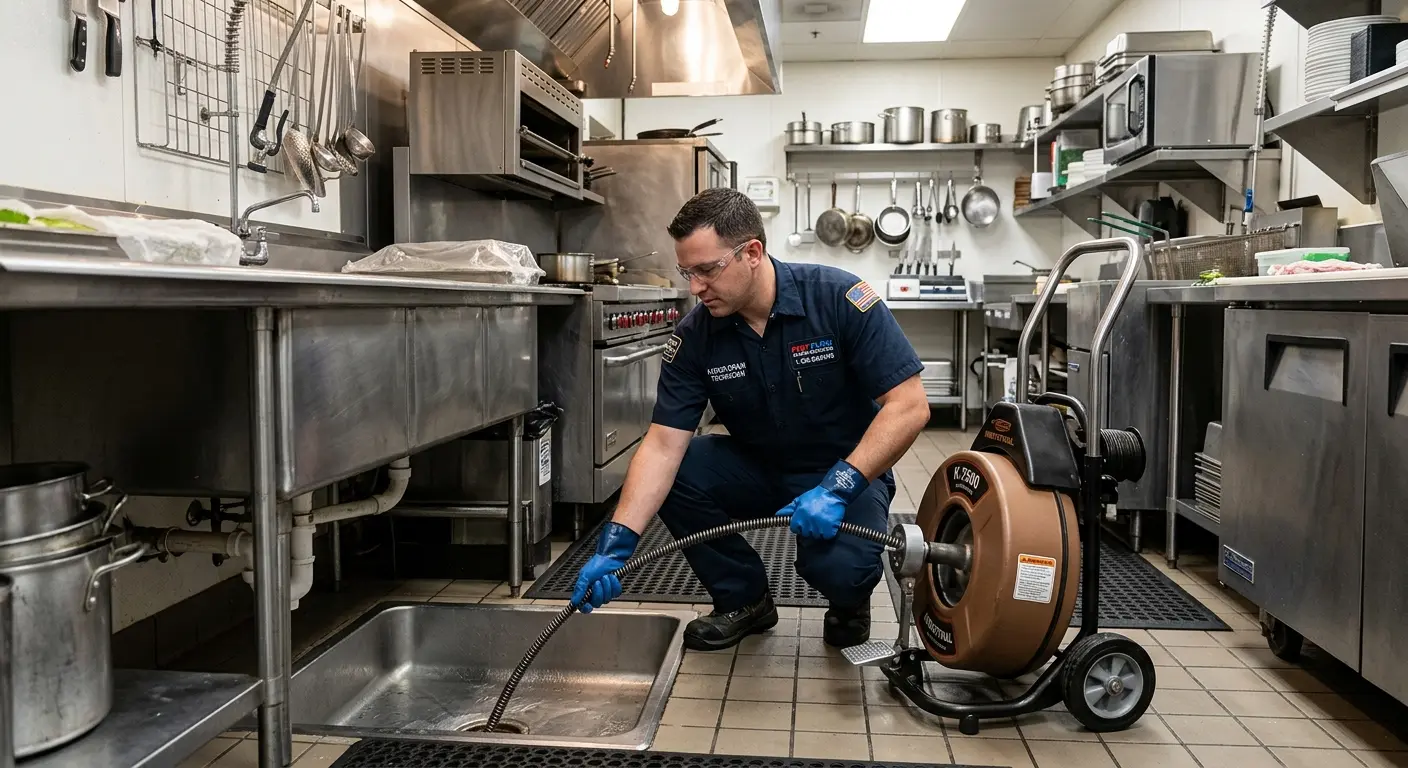 Commercial drain cleaning service in a restaurant kitchen in Hayden